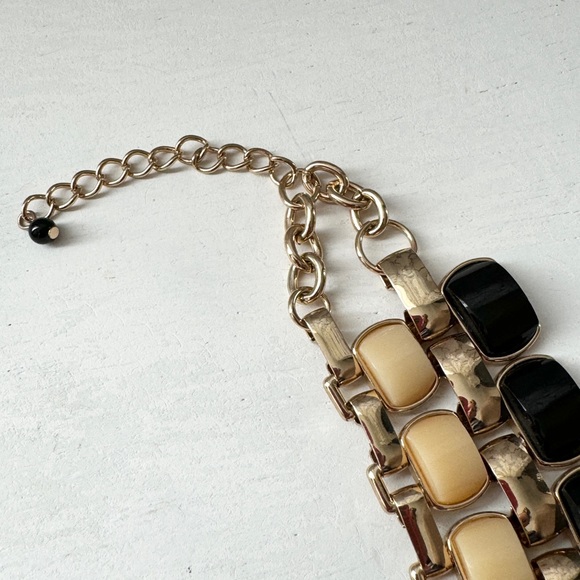 Retro The Limited Gold Tone with Black and Cream Lucite Statement Necklace - Picture 13 of 13
